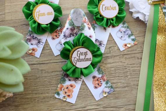 Green Safari Baby Shower, Sage Safari Maternity Sash, Animal Mommy To Be Ribbon Pin, Jungle Daddy To Be Ribbon, Baby shower Gift - S0001