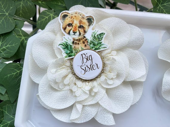 Tiger Safari Baby Shower Pin, Mommy To Be Pin, Daddy To Be Pin, Big Sister, Big Brother, Grandma, Grandpa, Custom Wording Available