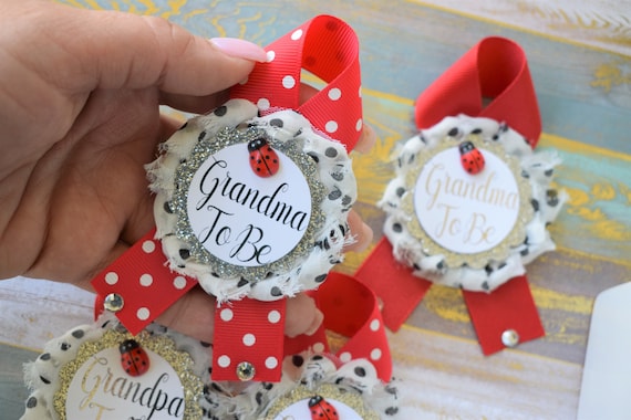 Ladybug Baby Shower Pin, Red Black White Baby Corsage Pin, Ladybug Mommy To Be, Ladybug Daddy to Be Pin, Ladybug Corsage Pin, Custom Pins