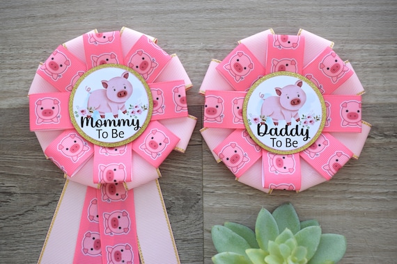 Girl Pig Baby Shower, Little Pig Mommy to Be Pin, Pig Daddy to Be Corsage Pin, Litter Pink Pig Mommy to Be Pin, Custom Pin