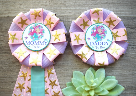 Mermaid Baby Shower, Lavender Aqua Starfish Maternity Sash, Mermaid Shellfish Flower Sash, Lilac Belly Sash, Lavender Aqua Sash, Custom
