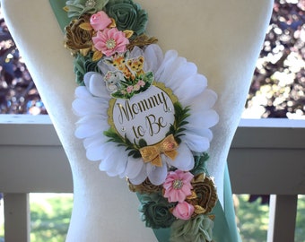Girl Jungle Safari Animal Baby Shower, Jungle Safari Shoulder Sash and Daddy To Be Pin, Pink Safari Shoulder Sash, Shoulder Sash - S0001