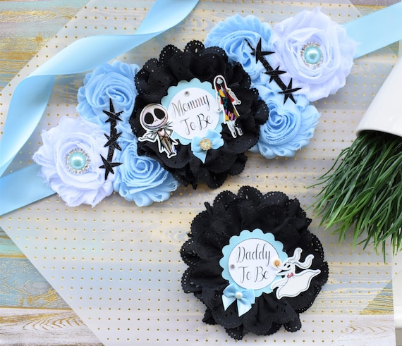 Boy Halloween Baby Shower, Halloween Baby Shower, Sally Dress Maternity Sash, Mommy To Be, Daddy To Be