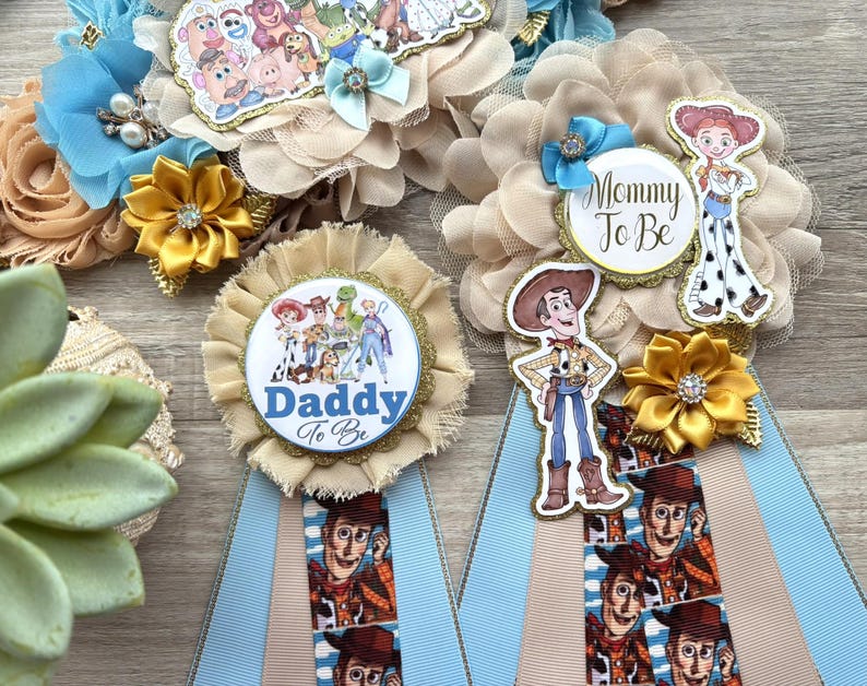 Cowboy Sheriff Woody Baby Shower, Maternity Sash, Mommy To Be Pin, Daddy To Be Pin, Custom Baby Shower Set bild 3