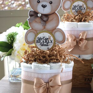 Teddy Bear Mini Diaper Cake Baby Shower, Baby Shower Centerpieces ...