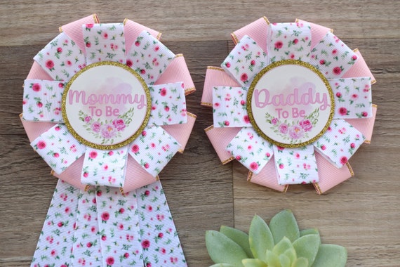 Girl Baby In Bloom Baby Shower, Mommy To Be Corsage Pin, Daddy To Be Badge Pin, Spring Baby Shower Pins, Parent's To Be Pin
