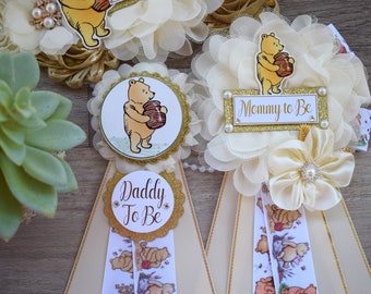 Classic Winnie The Pooh Baby Shower, Winnie the Pooh Mommy To Be Pin, Classic Winnie the Pooh, Winnie the Pooh Mommy and Daddy Pin, Custom