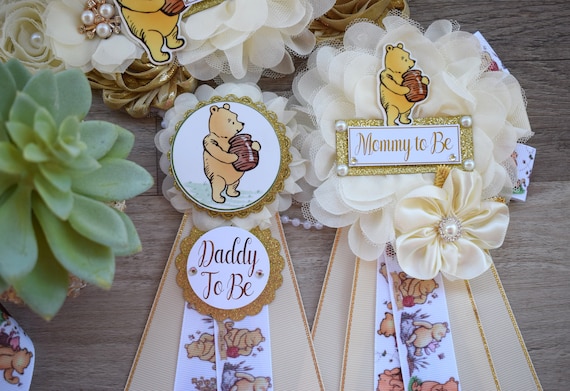 Classic Winnie The Pooh Baby Shower, Winnie the Pooh Mommy To Be Pin, Classic Winnie the Pooh, Winnie the Pooh Mommy and Daddy Pin, Custom