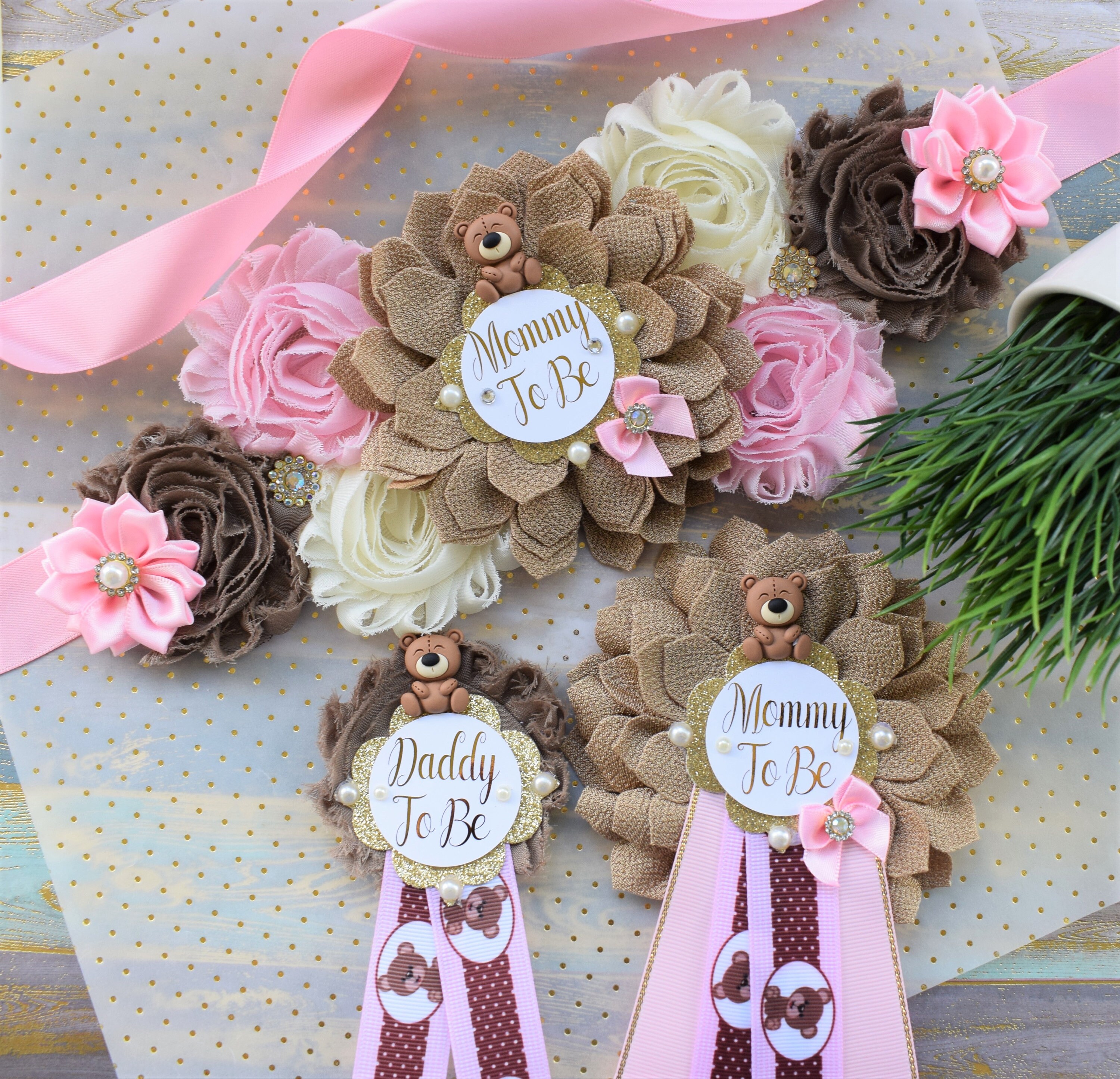 Girl Teddy Bear Baby Shower Pink Bear Mommy Bear Maternity | Etsy