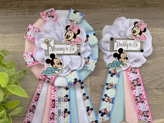 Gender Reveal Baby Shower, Maternity Sash, Pink Blue Mommy To Be Pin, Gender Reveal Theme Baby Shower
