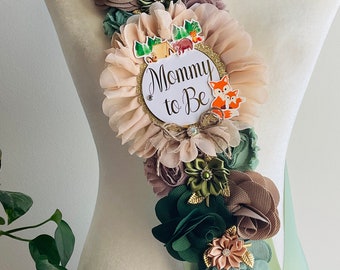 Woodland Shoulder Sash, Woodland Baby Shower, Shoulder Sash, Animal Woodland Shoulder Sash, Baby Shower Shoulder Sash