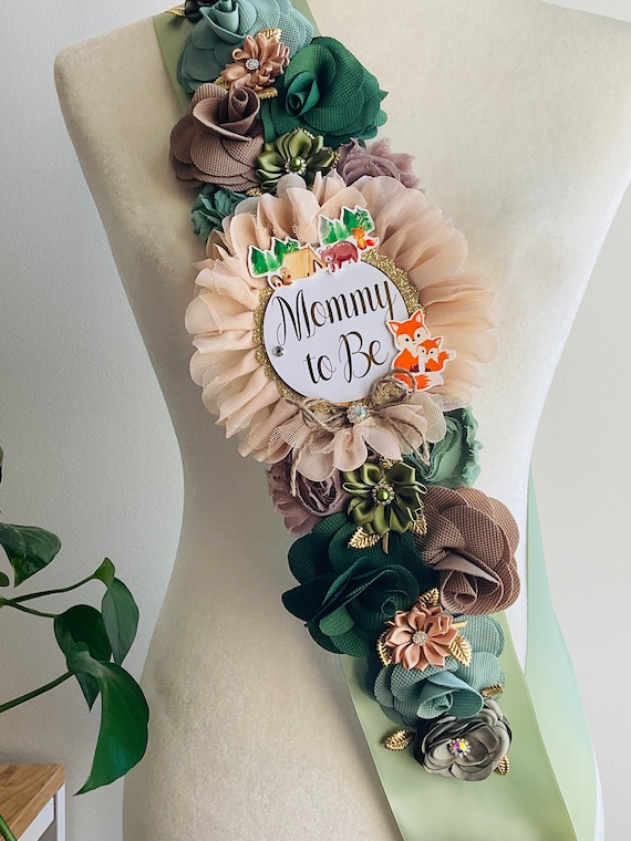 Woodland Shoulder Sash, Woodland Baby Shower, Shoulder Sash, Animal Woodland Shoulder Sash, Baby Shower Shoulder Sash