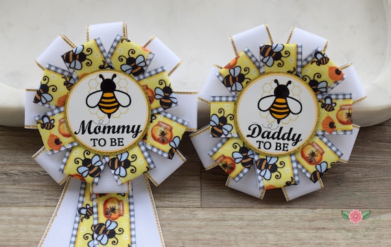 Bumble Bee Baby Shower, Gender Reveal Parent Pins, Bee Corsage Pin, Mommy To Be Ribbon, Daddy To Be Pin