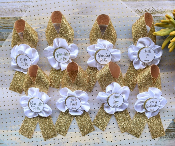 White Gold Baby Shower, Royal Prince Family Pin, White Gold Baby Shower, Gold Family & Guest Pin, Prince Baby Shower, Custom Guest Pin