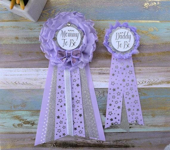 Lavender Corsage Pin, Light Purple Mommy To Be Pin, Lavender Daddy To Be Pin, Lavender Baby Shower Pin, Light Purple Star Mommy Pin, Custom