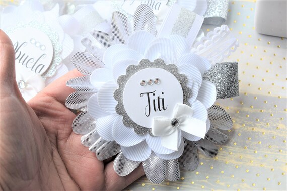 White Silver Baby Shower, Royal Prince Family Pin, White Silver Baby Shower, Silver Family & Guest Pin, Prince Baby Shower, Custom Guest Pin