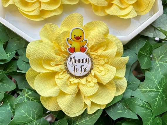 Aqua Rubber Ducky Baby Shower Pin, Mommy To Be Pin, Daddy To Be Pin, Big Sister, Big Brother, Grandma, Grandpa, Custom Wording Available