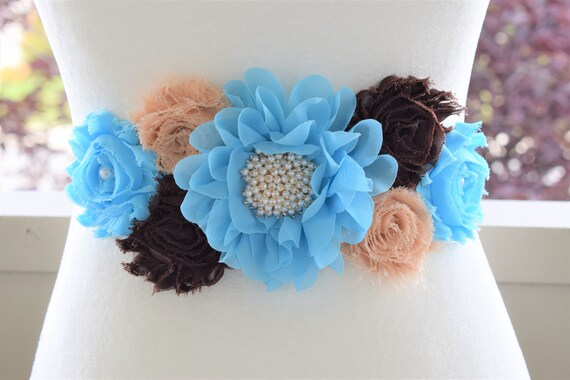 Blue Beige Maternity Sash Blue Tan Maternity Sash Teddy Bear Etsy
