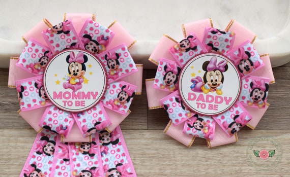Girl Pink Back Baby Shower, Pink Mommy To Be Ribbon Pin, Daddy To Be Corsage Pin, Big Sister Pin, Big Brother Pin