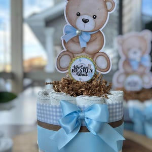 Blue Teddy Bear Mini Diaper Cake Baby Shower, Boy Colors Baby Shower ...
