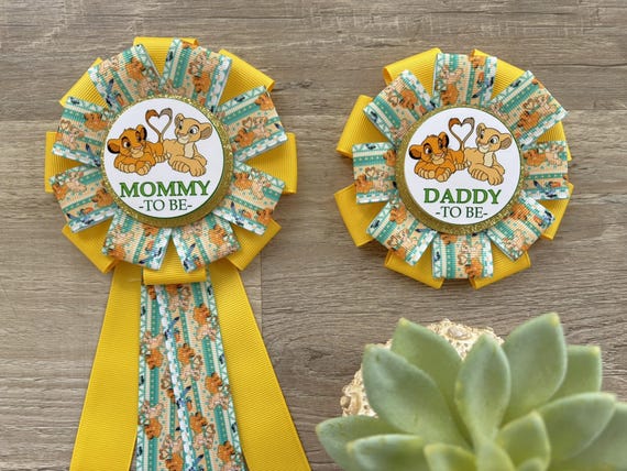 Lion King Safari Baby Shower, Lion Mommy To Be Ribbon Pin, Boy Lion Daddy To Be Badge Pin, Baby Shower Gift, New Parent's To Be Pin, Custom