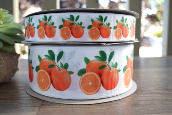 Oranges Grosgrain Ribbon, Oranges Ribbon, Fruit Ribbon, Orange Fruit Grosgrain || 3 Yards of Ribbon - 1" (25mm) / 2" (50mm)