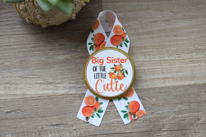 Orange Baby Shower, A Little Cutie Is On The Way, Orange Mommy To Be Ribbon Pin, Daddy To Be Ribbon, Orange Cutie Maternity Sash afbeelding 7