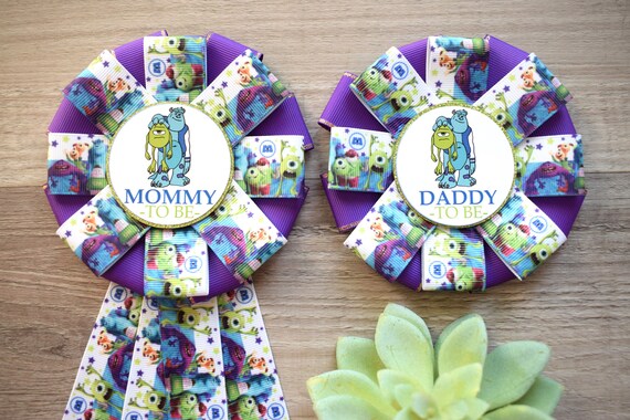 Monster Baby Shower, Monster Mommy To Be Ribbon Pin, Daddy To Be Pin, Parent's To Be Pin, Custom