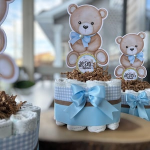Blue Teddy Bear Mini Diaper Cake Baby Shower, Boy Colors Baby Shower ...