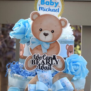 Blue Bear Diaper Cake Baby Shower, Boy Blue Teddy Bear Baby Shower ...