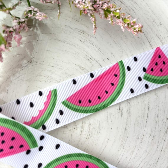 Watermelon Grosgrain Ribbon, Diaper Cake Ribbon, Watermelon Fruit Baby Shower Ribbon || 3 Yards of Ribbon - 1" (25mm)