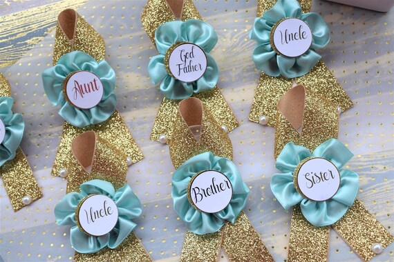 Aqua Gold Baby Shower, Aqua Prince Family Pin, Aqua Gold Baby Shower, Aqua Gold Family & Guest Pin, Aqua Prince Baby Shower, Custom Guest