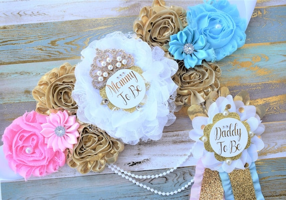 Gender Reveal Baby Shower, Pink Blue Maternity Sash, Reveal Flower Sash, Gender Reveal Belly Sash, Gender Reveal Baby Shower, Gender Reveal