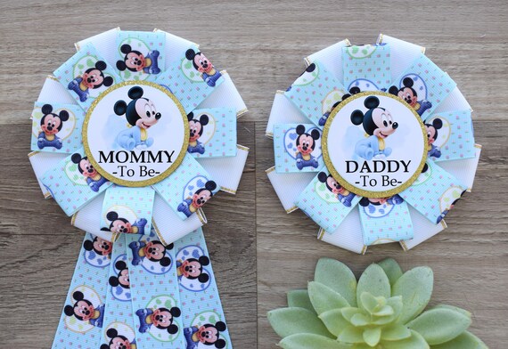 Blue Boy Baby Shower, Blue Mommy To Be Ribbon Pin, Daddy To Be Corsage Pin, Big Sister Pin, Big Brother Pin