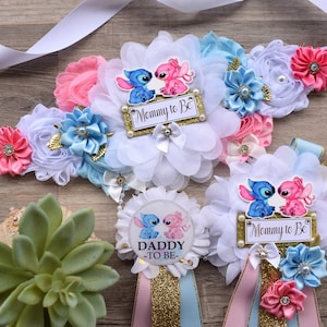 Gender Reveal Baby Baby Shower, Pink Blue Mommy to Be Ribbon, Daddy To Be Pin, Baby Shower Gift, Custom Sash