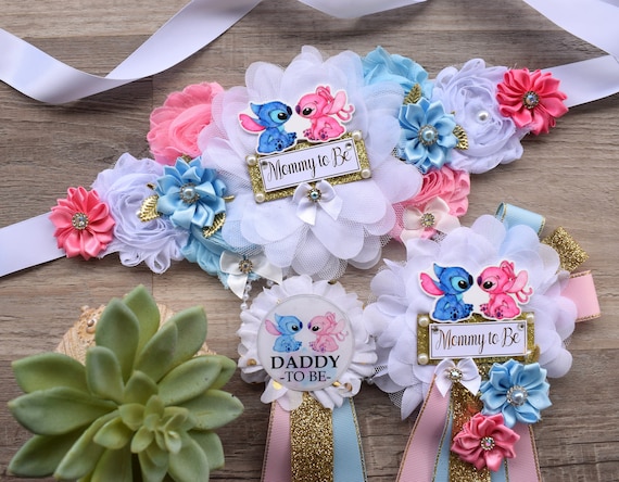 Gender Reveal Baby Baby Shower, Pink Blue Mommy to Be Ribbon, Daddy To Be Pin, Baby Shower Gift, Custom Sash
