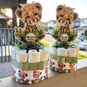 Tiger Mini Diaper Cake Baby Shower, Baby Shower Gift, Table Centerpiece Decorations, New Mom Gift, Room Nursery Decor, Custom Order Welcome