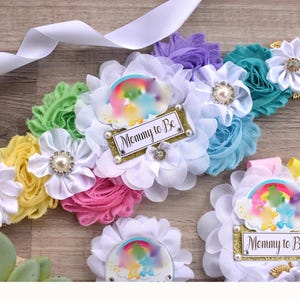 Bears Baby Shower, Bears Pastel Color Maternity Sash, Mommy To Be Corsage Pin, Gender Reveal Daddy To Be