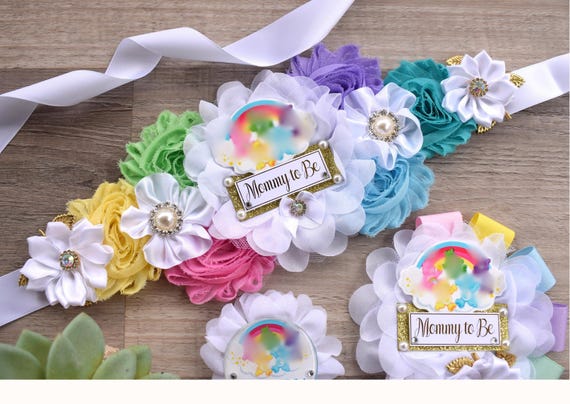 Bears Baby Shower, Bears Pastel Color Maternity Sash, Mommy To Be Corsage Pin, Gender Reveal Daddy To Be