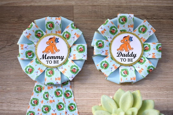 Lion King Safari Baby Shower, Lion Mommy To Be Ribbon Pin, Boy Lion Daddy To Be Badge Pin, Baby Shower Gift, New Parent's To Be Pin, Custom