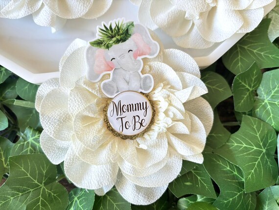 Baby Elephant Safari Baby Shower Pin, Mommy To Be Pin, Daddy To Be Pin, Big Sister, Big Brother, Grandma, Grandpa, Custom Wording Available