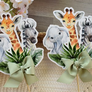 Jungle Safari Topper Baby Shower, Party Decor, Baby Shower Centerpieces Decorations, Room Nursery Decor, New Mom Gifts - S0001