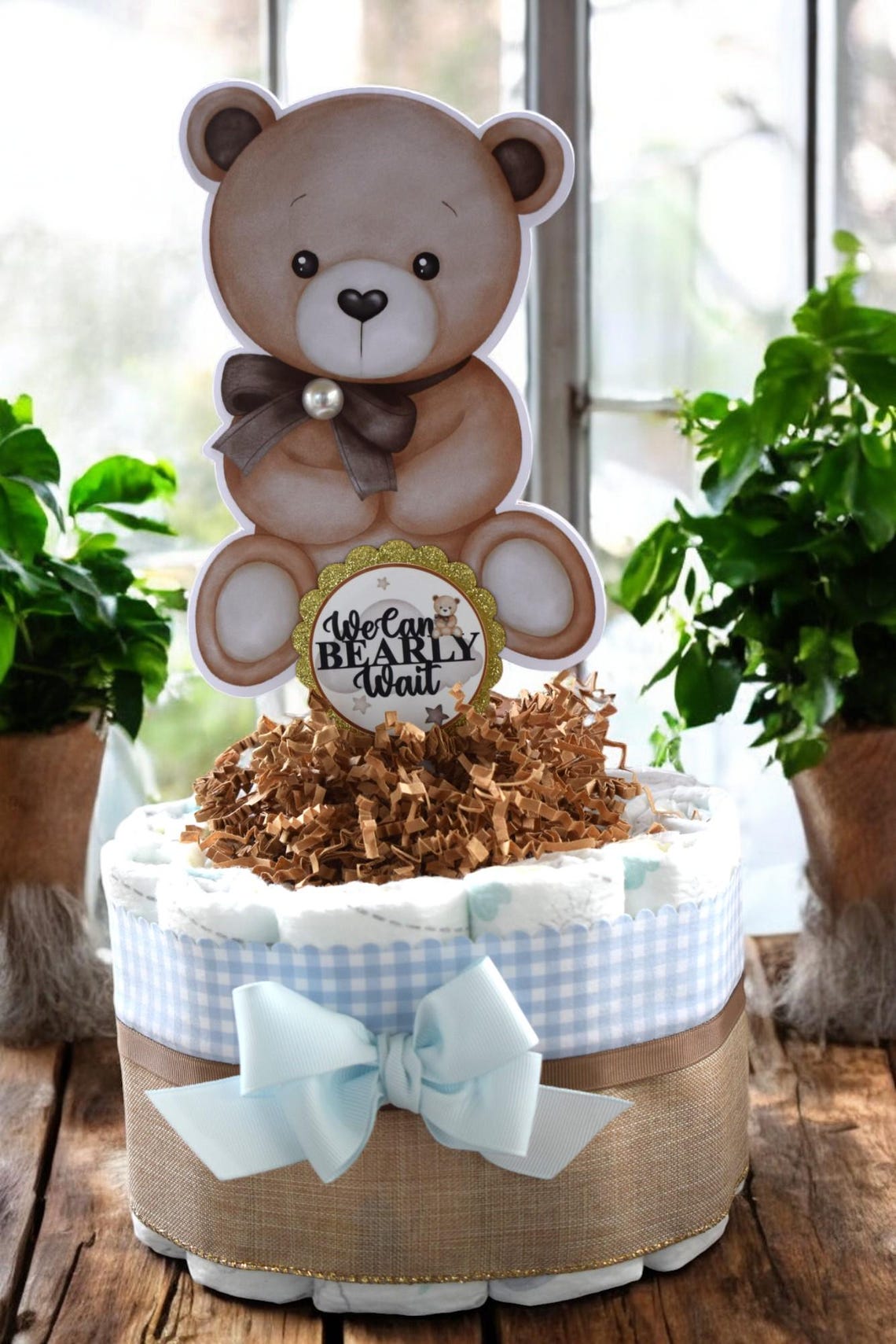 Blue Boy Teddy Bear Mini Diaper Cake Baby Shower, Colors Baby Shower ...