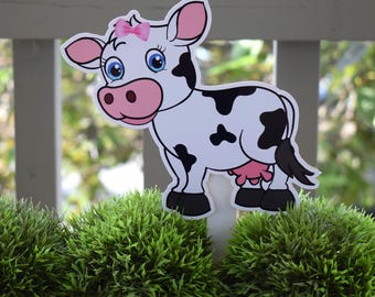 Girl Cow Cake Toppers, Baby Shower and Party, Girl Bow Cow Diaper Cake, Pink Cow Baby Shower Decorations, Celebrations By Cris -S0002