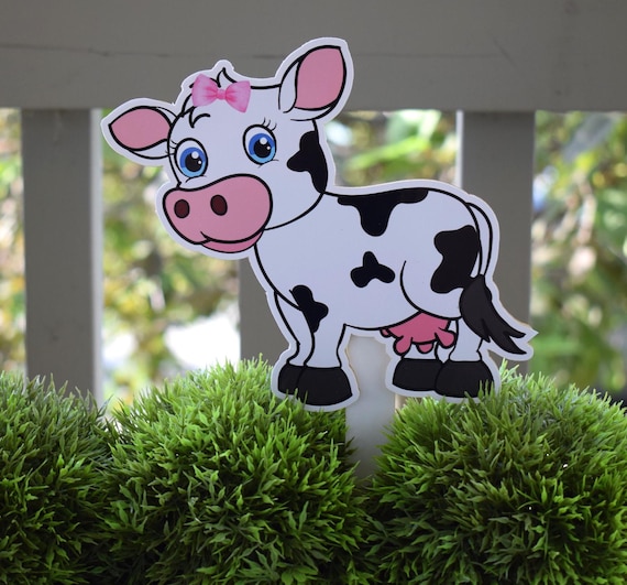 Girl Cow Cake Toppers, Baby Shower and Party, Girl Bow Cow Diaper Cake, Pink Cow Baby Shower Decorations, Celebrations By Cris -S0002