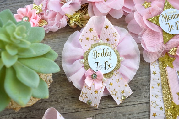 Pink Twinkle Twinkle Little Star Baby Shower, Gold White Star