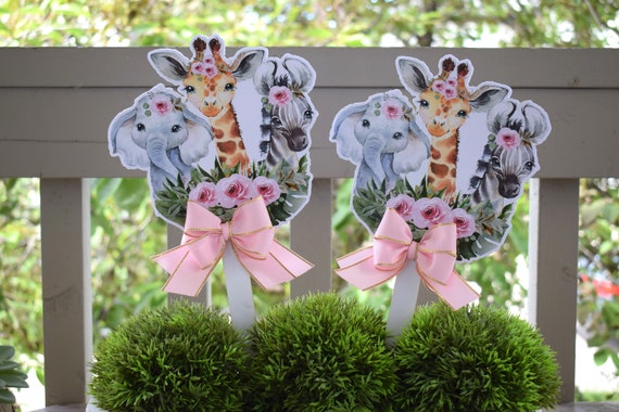 Girl Jungle Safari Topper Baby Shower, Party Decor, Girl Baby Shower Centerpieces Decorations, Room Nursery Decor, New Mom Gifts - S0002