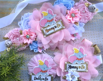 Gender Reveal Elephant Baby Shower, Pink Blue Maternity Sash