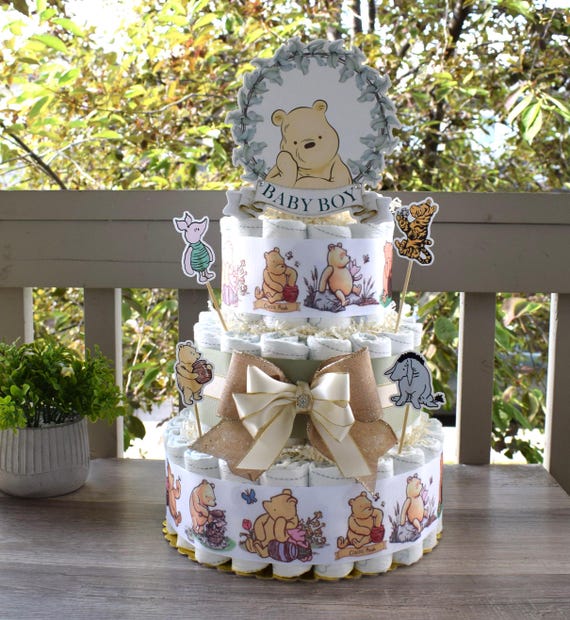 Classic Winnie The Pooh Diaper Cake Baby Shower, Diaper Cake Centerpieces Decor, Winnie The Pooh, Room Nursery Decor, New Mom Gifts