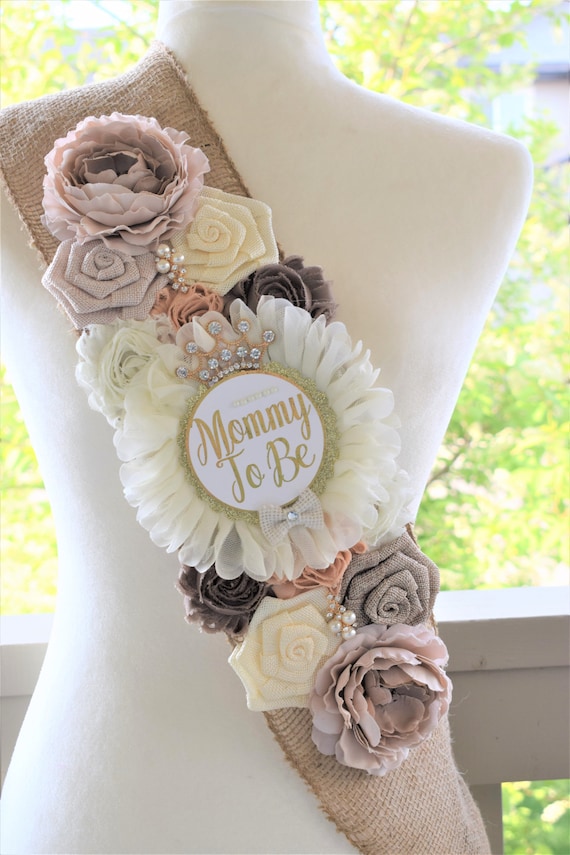 Rustic Shoulder Sash, Rustic Mommy To Be Shoulder Sash, Brown Beige Tan Baby Shower, Mommy Baby Shower Sash, Rustic Shower, Custom